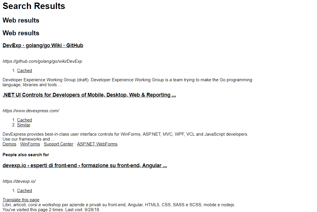 Constrast in search results