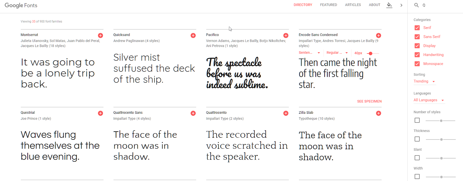Google fonts embedding