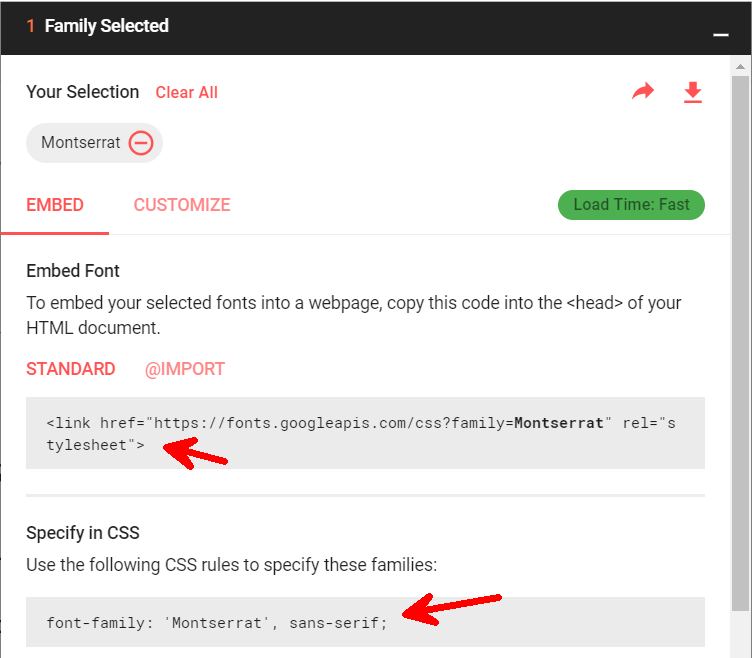 How to embed a Google font