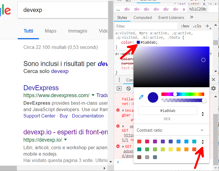 Use the color picker embedded in Chrome