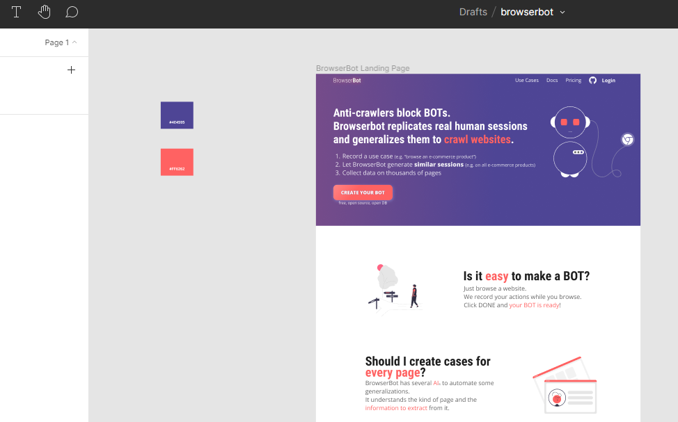 the mockup of a landing page