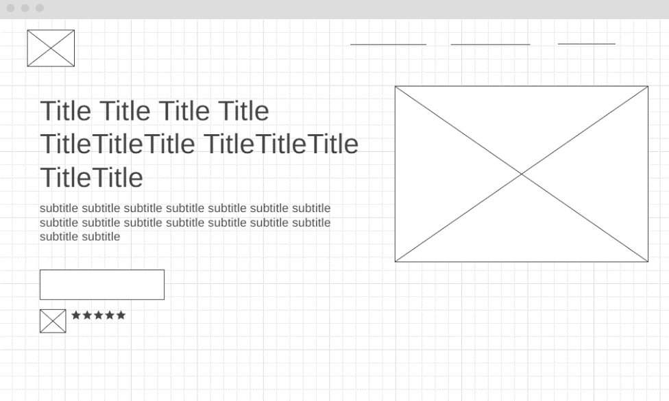 the mockup of a landing page - the structure of the page